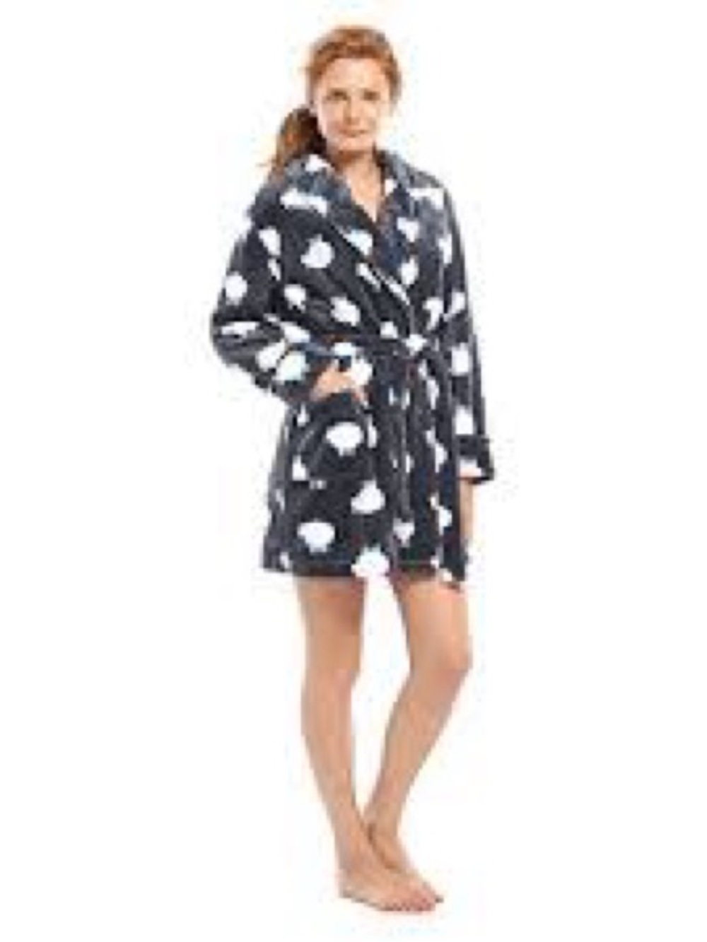 Sonoma Lifestyle Plush Fleece Cozy Loungewear Sheep Print  Bath Robe Belted SzL